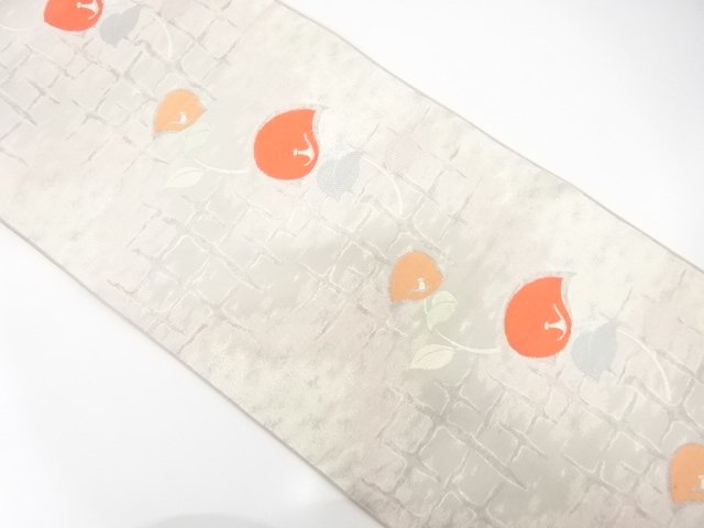 JAPANESE NAGOYA OBI / CHIKUZEN HAKATA / WOVEN ABSTRACT CAMELLIA